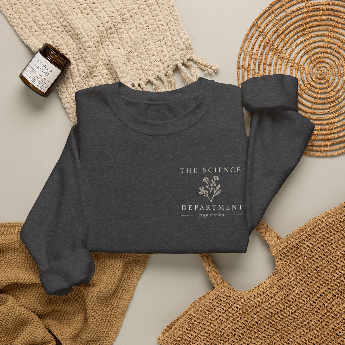 Science Department Microscope Sweatshirt | Vintage Botanical Logo