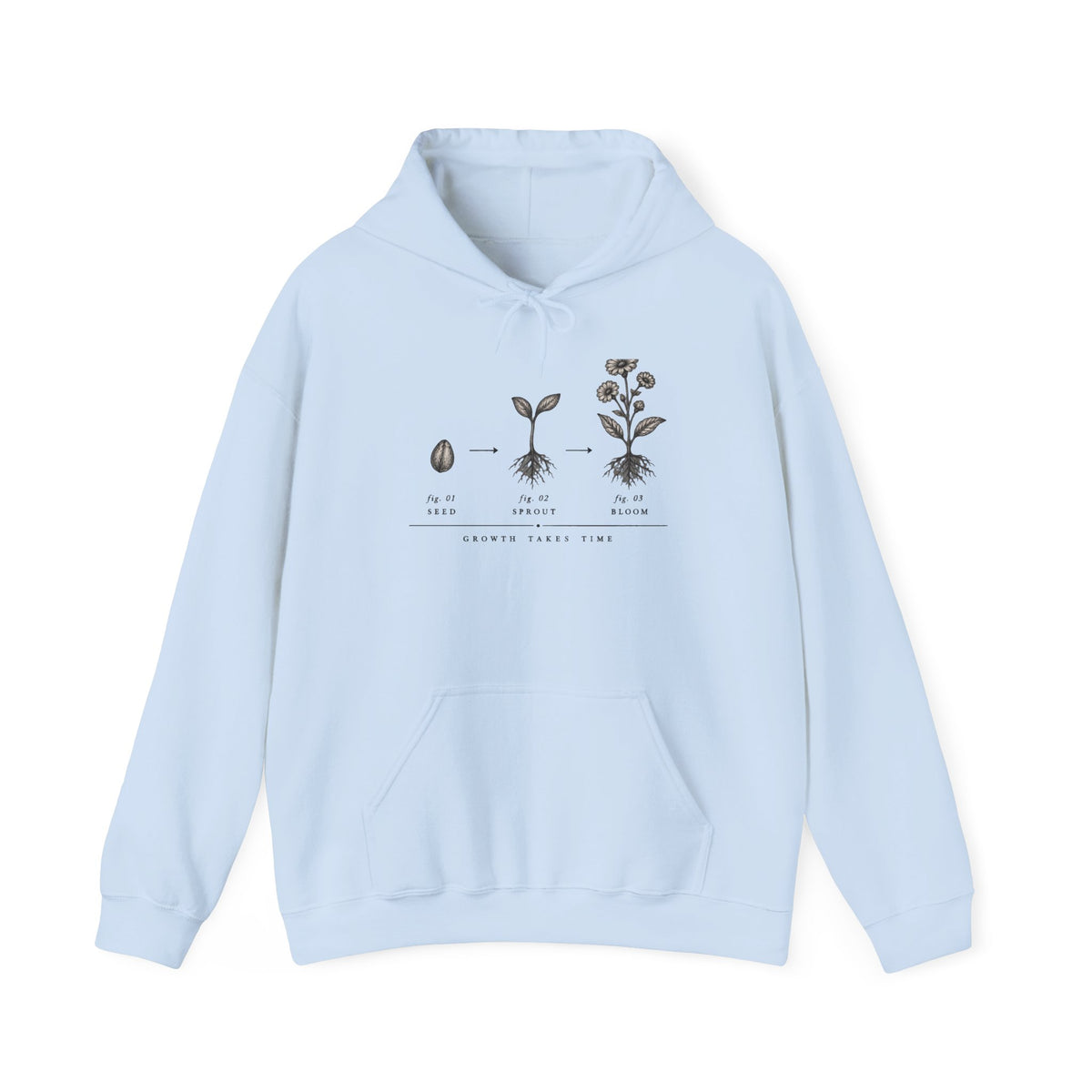 Seed to Bloom Illustration Hoodie | Botanical Plant Growth Diagram