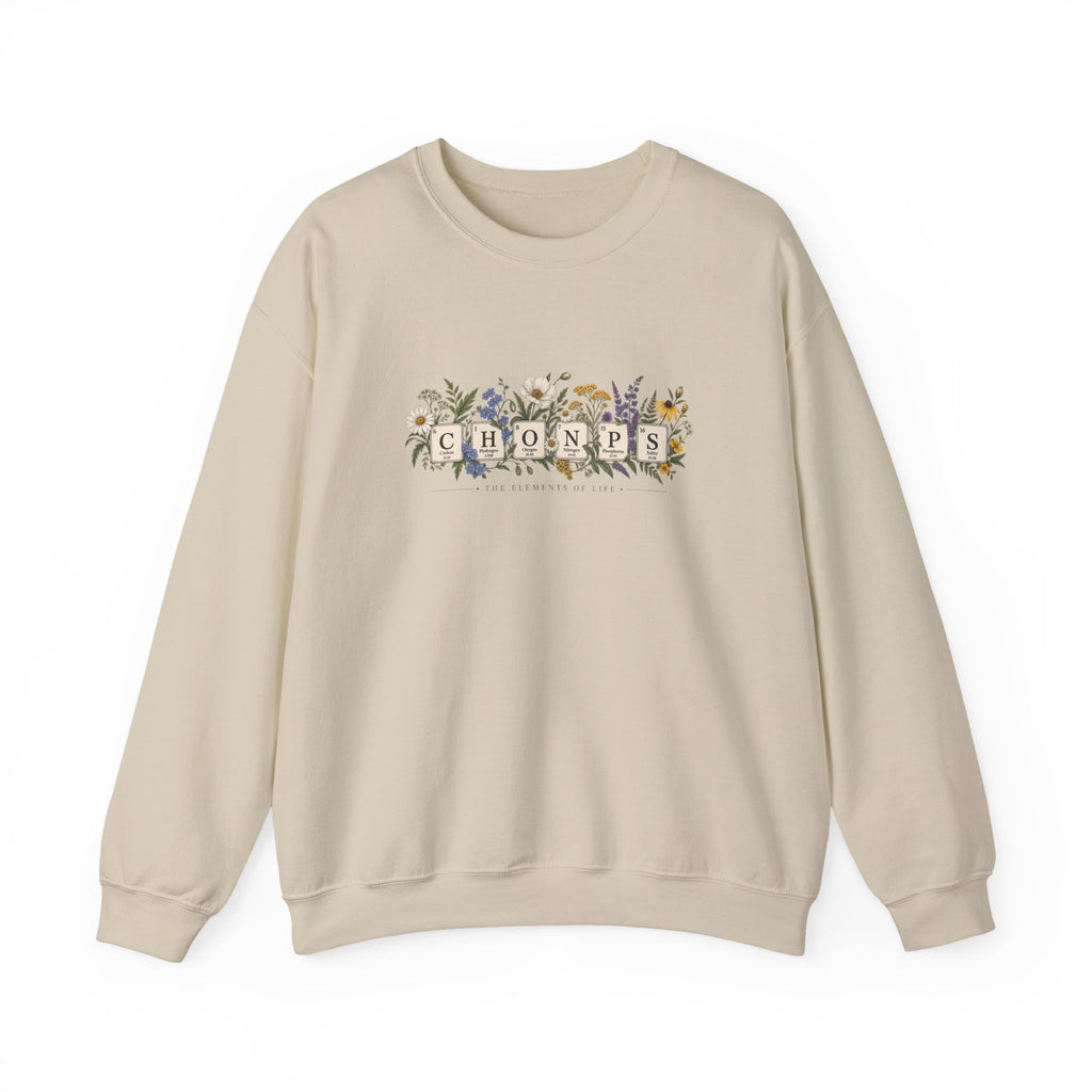 CHONPS Elements of Life Sweatshirt, Biology Teacher Sweatshirt, Science Teacher Gift, Botanical Science Crewneck