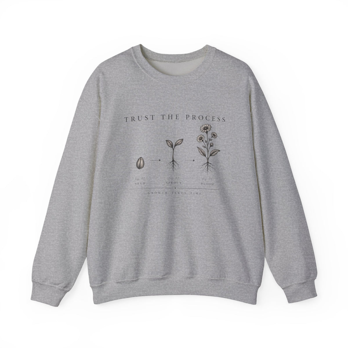 Trust the Process Seedling Growth Illustration Sweatshirt | Botanical Plant Progress