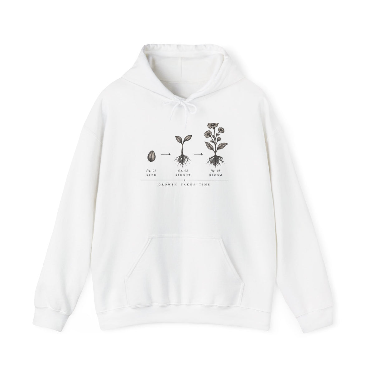 Seed to Bloom Illustration Hoodie | Botanical Plant Growth Diagram