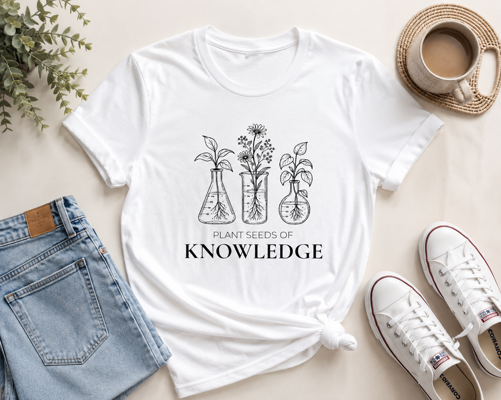 Plant Seeds of Knowledge Shirt | Science Teacher T-Shirt | Biology Teacher Gift | Botanical Teacher Tee | Cute Science Teacher Shirt