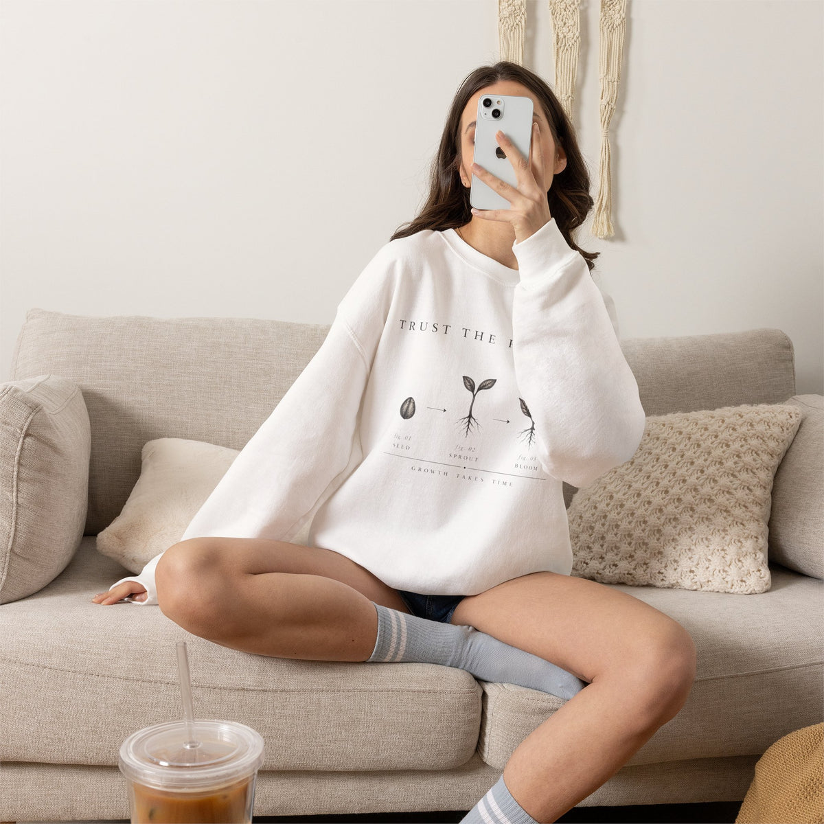 Trust the Process Seedling Growth Illustration Sweatshirt | Botanical Plant Progress