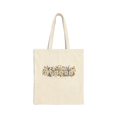 Botanical CHONPS Scrabble Tile Monogram Tote Bag | Biology Floral Lettering Canvas Tote