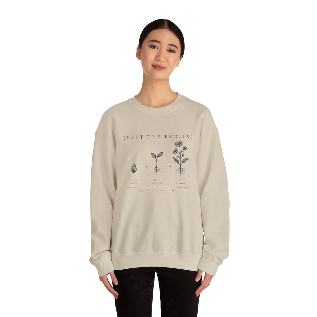 Trust the Process Seedling Growth Illustration Sweatshirt | Botanical Plant Progress