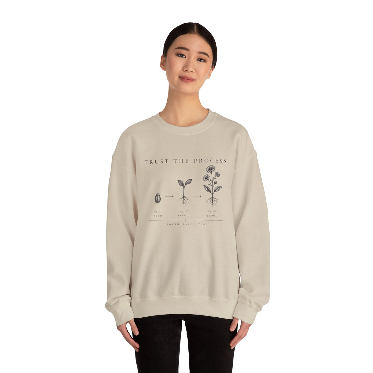 Trust the Process Seedling Growth Illustration Sweatshirt | Botanical Plant Progress